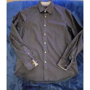 Michael Kors Men's Medium Button-up‎ Dress Shirt Blue Polka-dot